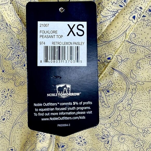 NWT Noble Outfitters XS Shirt Yellow Paisley Peasant Blouse Folklore Lace 21007 - Picture 6 of 16